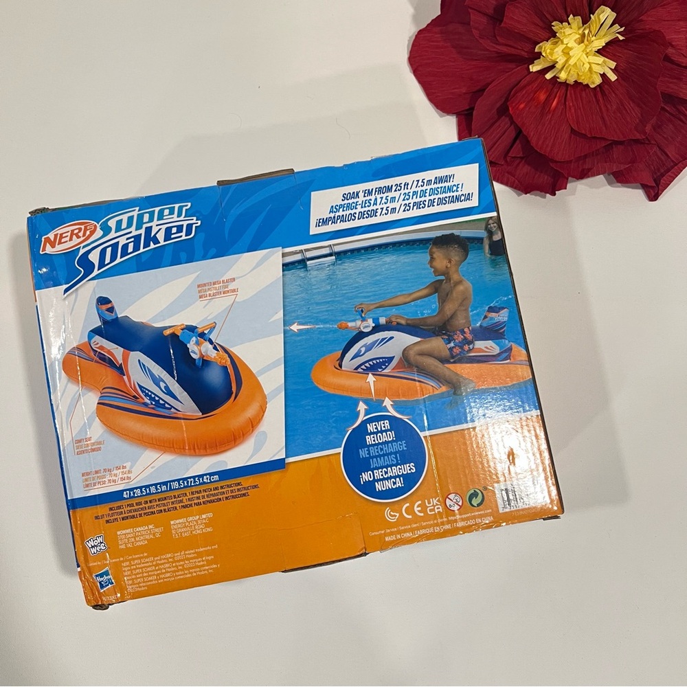 NERF Super Soaker Inflatable Pool Float - Blue and Orange